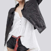 Chaqueta vaquera bordada para mujer